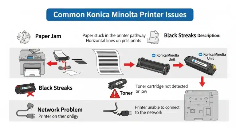 اینفوگرافیک یا تصویر واقعی از چاپگر کونیکا با نمایش بخشهای داخلی (تونر، درام، غلتک)