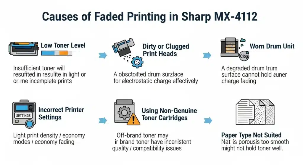 علل محوی چاپ در شارپ 4112